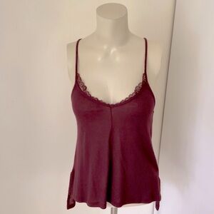 Urban Outfitters | Out From Under Red Ribbed Lace Racerback Tank